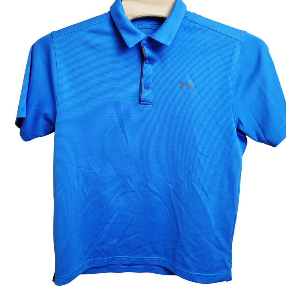 Under Armour HeatGear Men's‎ Blue Golf Polo Shirt XL Loose Fit Short Sleeve